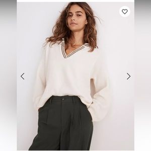 Madewell Wiltshire v-neck pullover sweater, antique cream